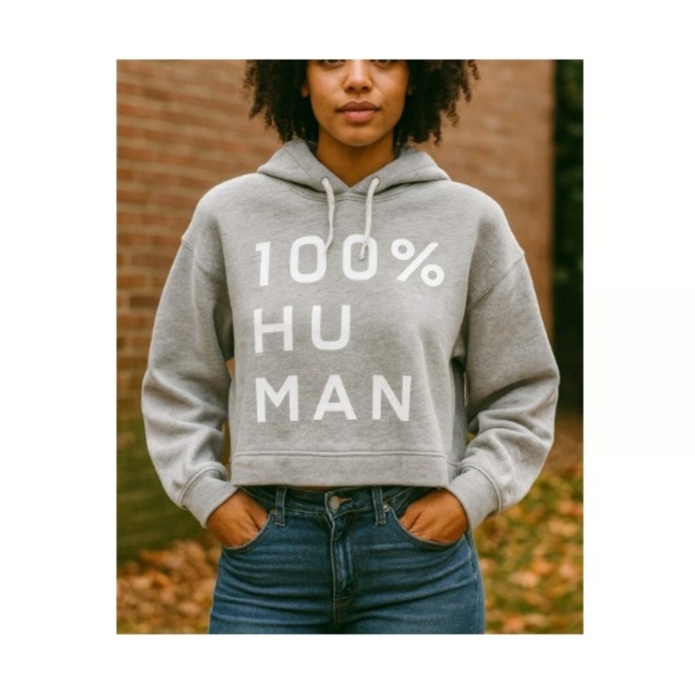 Everlane Women's Heather Gray100% Human Graphic French Terry Hoodie Size M‎